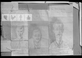 Les wawarons [sic] de Beauce, caricature de trois hommes