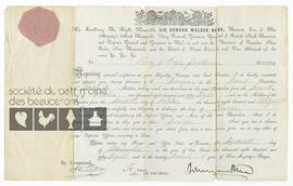 Diplôme de Christian Henry Pozer pour les bataillons de Dorchester