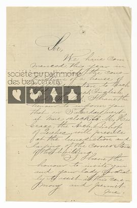 Lettre signée B. Bernier